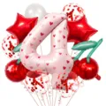 Roze hartjes folie ballon set voor feestelijke verjaardag decoratie en aankleding. - Nummer 4 Stijl