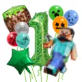 Minecraft kit de ballons d'anniversaire style pixel cube chiffres decoration de fete - Style Numéro 1