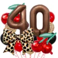 Retro Leo Kirsche Ballon Set Detail für coole Mädchen Geburtstag Party Dekoration. - Nummer 40 Stil