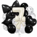 Creamy bow number 7 balloon set black and white birthday party decoration supplies - Bow Knot Number 7 Balloon / Black