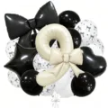 Cream bow number balloon set, luxury black and white birthday party decoration for baby shower. - Bow Knot Number 9 Balloon / Black