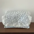 Blaues Blumen Quilted Aufbewahrungskorb Desktop Organizer mit Weißer Spitze und Druckknopf - S / Blau-Weißes Blumenmuster