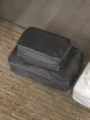 Black grid packing cubes set, portable travel luggage organizers for clothes sorting. - L / Black Plaid