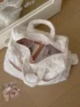Quilted floral travel tote bag sweet ins style large capacity handbag for women commuter - Pink Spotted