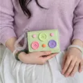 Korean style dopamine color spring rope mini wallet cute colorful buttons tri-fold purse for women - Light Green