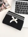 Bolsa cosmética acolchada de encaje negro lindo monedero pequeño bolsa de almacenamiento - Monedero