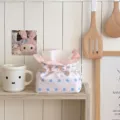 Pink blue polka dot fabric tissue box cover cute home desktop napkin holder decoration - Blue Polka Dot Flower Tissue Boxes