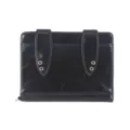 Black patent leather rabbit ear passport wallet card holder organizer with multiple slots. - Black