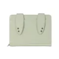 Light green passport holder with cute bunny ear design, multi-card slots and secure closure. - Green