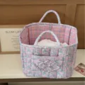 Gesteppter Stoff Aufbewahrungskorb quadratisch faltbar rosafarbener Blumen Design Korb - Rosa Myrte / Quadratisch