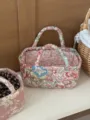 Gesteppter Blumenstoff Aufbewahrungskorb Desktop Kleinigkeiten Organizer rosa Gartenserie - Große Blumengarten Serie Kleine Größe / Rot