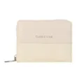 Women short bifold wallet denim patchwork PU leather zipper coin purse casual compact card holder - White