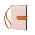 Color-block passport holder wallet with wrist strap, multi-functional travel organizer for women. - Hot Pink