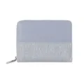 Korean style bifold short women wallet denim patchwork design zipper coin purse portable - Light Blue