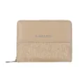 Korean style bifold short women wallet denim patch fashion coin purse with zipper closure. - Khaki