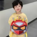 Kids Cartoon EVA Backpack Red Robot Face Design Lightweight School Bag for Toddler Kids - Red