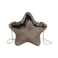 Metallic star-shaped acrylic mini evening clutch bag with gold chain strap for women. - Black