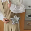 Silver acrylic star shaped mini crossbody chain evening bag stylish women metallic clutch purse - Silver