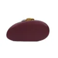 Dunkelrote PU Leder Abendtasche Detail, ovale Box Clutch mit goldenem und silbernem Verschluss. - Burgunderrot