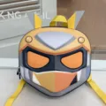 Kids cartoon EVA shell backpack, yellow mecha design children school bag, lightweight anti-lost. - Yellow