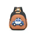 Children's cartoon police car backpack with 3D cute car pattern, lightweight and durable. - Black Police Car