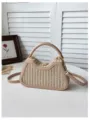 Sac bandoulière élégant en paille tissée pour femme, sac à main de plage d'été chic. - Style 2 Kaki