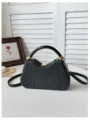 Sac à main en paille tressée noir avec poignée en cuir, élégant sac bandoulière de plage. - Style 1 Noir