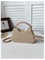 Sac bandoulière élégant en paille tissée avec poignée, idéal pour les vacances à la plage et l'été. - Style 1 Kaki