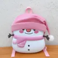 Cute Snowman EVA Kids Backpack Pink School Bag Children Candy Color Silicone Casual Daypack Detail - Pink