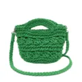Groene gebreide emmertas detail met opengewerkte weeftextuur en lange schouderband voor dames. - Groen