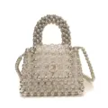 Handmade beaded mini handbag stylish clear and silver beads crossbody bag for women summer fashion - L / Clear