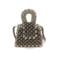 Handmade metallic beaded mini handbag, luxury silver bead crossbody bag for women. - S / Gunmetal