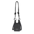 Close-up of a dark grey mesh water bottle bag detail, featuring durable black white rope strap. - Gray