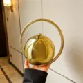Acrylic sphere evening bag with circular handle gold metal luxury clutch purse for women - Gold