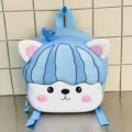 Cute cartoon EVA kids backpack with 3D animal ears, lightweight blue school bag for toddlers. - Light Blue