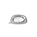 Silberne Abendhandtasche aus PU-Leder mit einzigartigem Metallringgriff und stilvoller Kette. - Silber