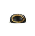 Elegante PU Leder Damen Handtasche mit goldenem C Metall-Detail, schicke Kette Abendtasche. - Schwarz