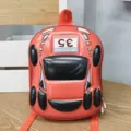 Kids racing car shape kindergarten backpack EVA hard shell lightweight cute school bag - Orange