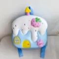 Cute cake shaped kids backpack light EVA waterproof toddler school bag for lovely girls - Blue