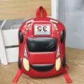 Kids red car shaped EVA hard shell backpack, cute cartoon style toddler school bag for boys. - Red