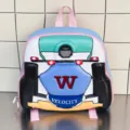 Cute EVA cartoon race car kids backpack lightweight casual school bag for boys and girls - Pale Blue