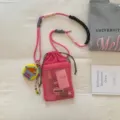 Bolso cruzado de malla rosa con cordón, correa trenzada y dijes lindos para mujeres verano. - Rojo Rosa (Con Colgante de Nube)