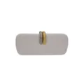 Elegant women evening clutch bag minimalist hard case handbag with stylish metal rings for party - White