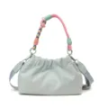 Sac à bandoulière froncé bleu clair avec poignée tressée colorée, sac à main tendance. - Bleu