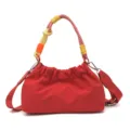 Sac à main en toile rouge avec poignée tressée colorée, sac bandoulière coréen tendance. - Rouge