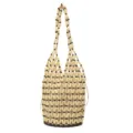 Cream White Acrylic Beaded Bucket Bag Mesh Shoulder Handbag with Inner Pouch Variant Style - Beige