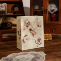 Romantic rose gift bag with butterfly and bow illustrations, perfect for Valentine's Day and gifting. - M / Beige
