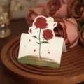 Belle carte de vœux pliée rose vintage pour Saint-Valentin anniversaire et fêtes. - Carte de vœux rose en 3D style F