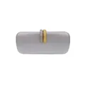 Silver Metallic Evening Clutch Bag Women Designer Elegant Party Handbag With Dual Ring Clasp - Silver
