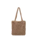 Elegant cotton crochet hollow tote bag, perfect for summer beach resort and casual daily travel. - Brown